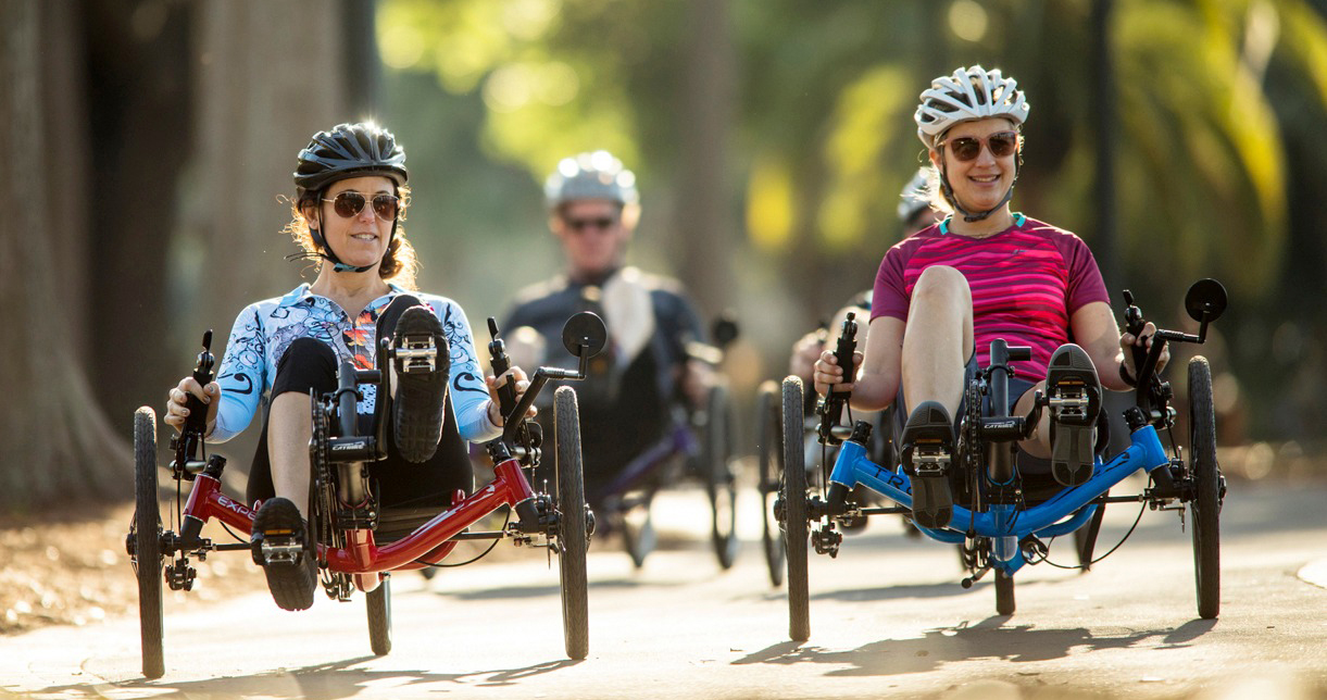 three folks having fun on catrikes
